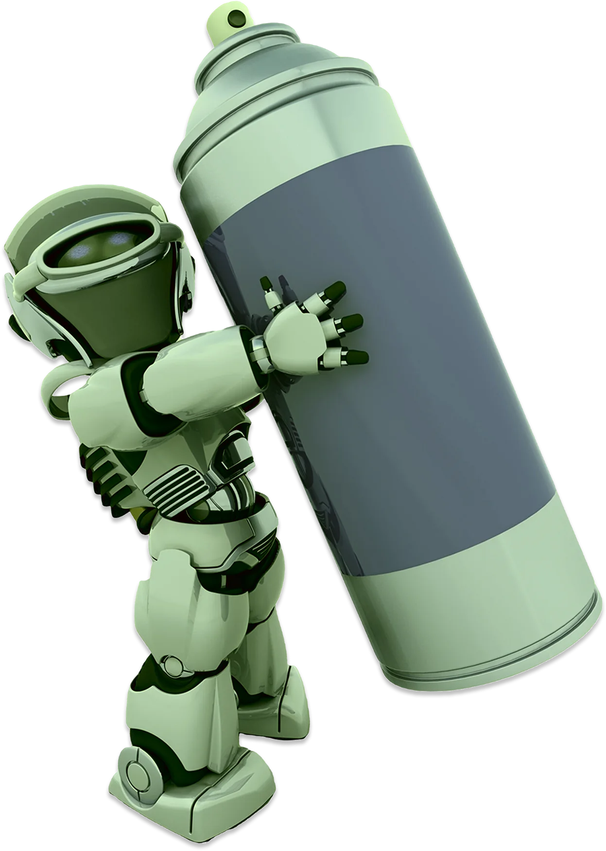 Image of a robot holding a spray can